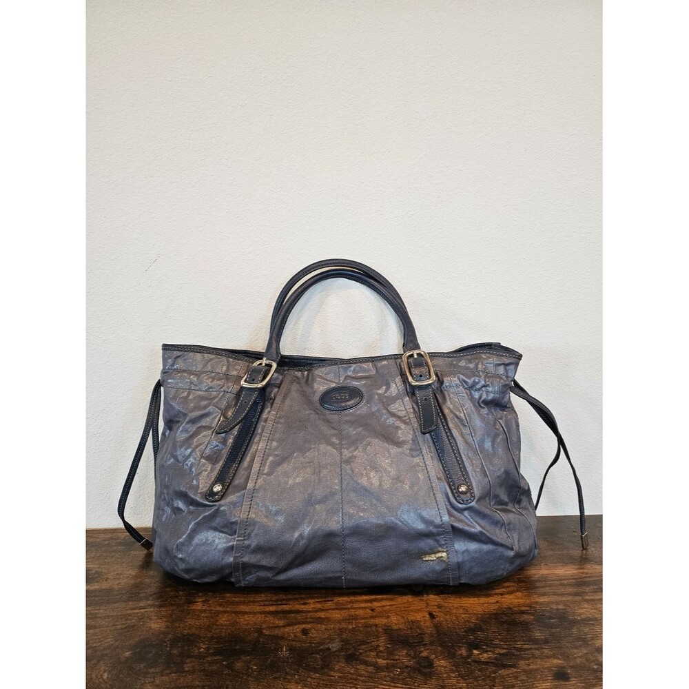 Tod's Nylon Leather Trim Drawstring Tote